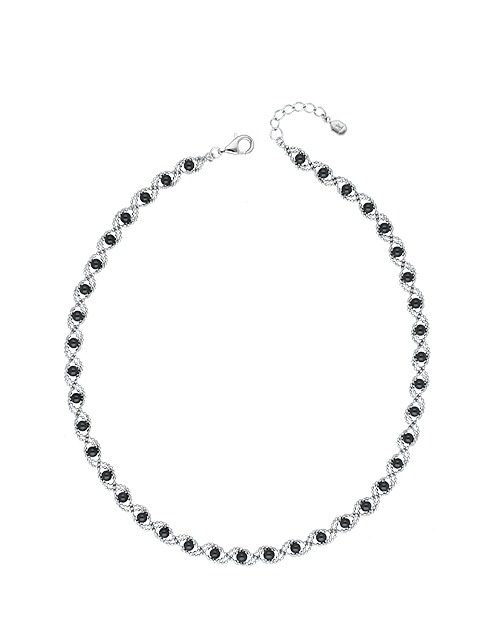 L.laforet  Wave Black Onyx Stone Chocker Necklace